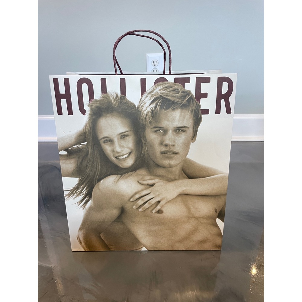 VTG Hollister Shopping Bag Thick Y2K Sepia Couple Graphic Mall Hoco 15.5x14